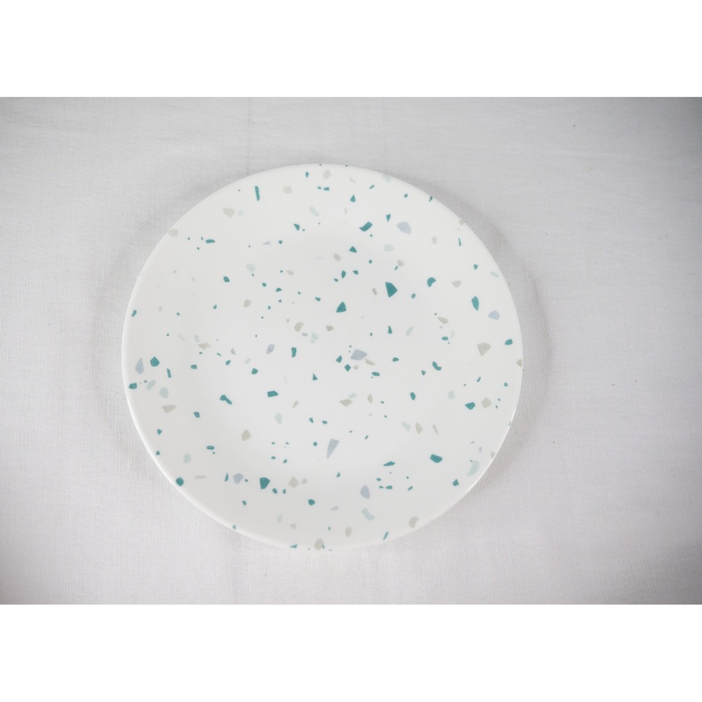 Vintage Corelle Salad Plates Set of 5 White Teal Gray Terrazzo Verde 8.5 Inch - Picture 4 of 4